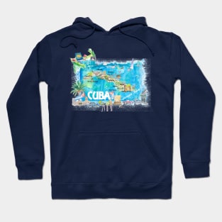 Cuba_ Illustrated_ Travel_ Map_ with_ Roads_ and_ HighlightsM Hoodie